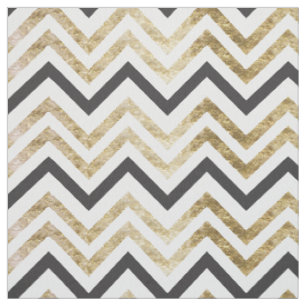 Sleek golden glitter black chevron pattern fabric