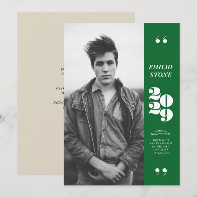Sleek Grad Graduation Invitation (Front/Back)