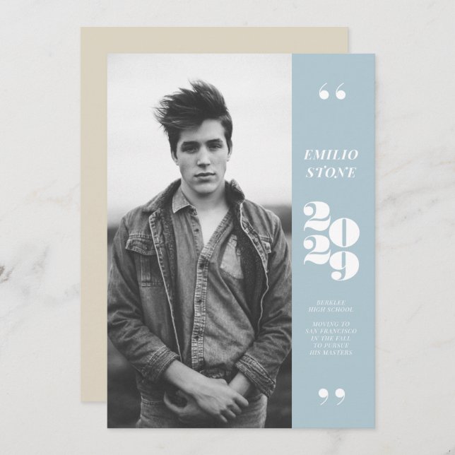 Sleek Grad Graduation Invitation (Front/Back)