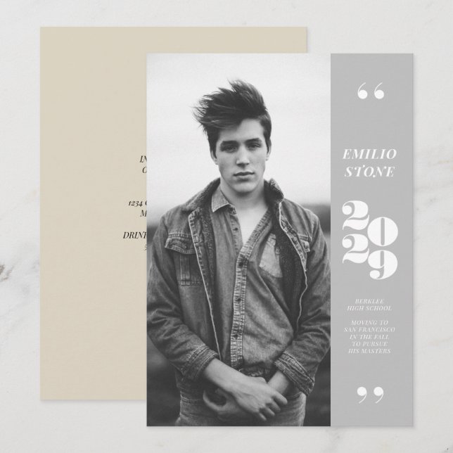 Sleek Grad Graduation Invitation (Front/Back)