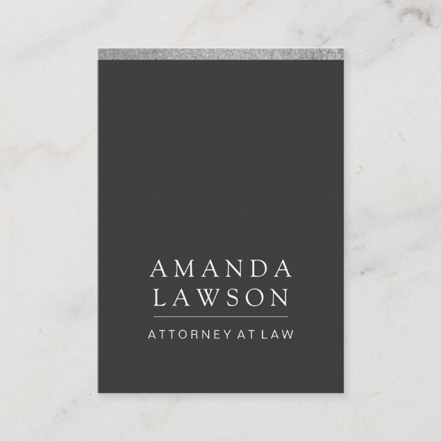 Sleek Gray (appointment) / Silver Glitter Trim Appointment Card (Front)