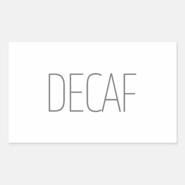 Sleek Gray Decaf Coffee Rectangular Sticker (Front)