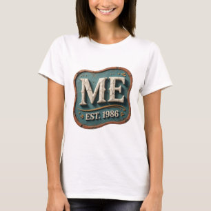 Sleek Gray ME EST 1986 Graphic Design T-Shirt