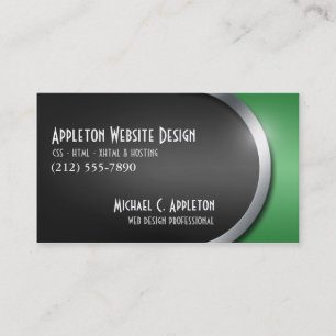 Sleek Green with Social Networking Buttons Business Card