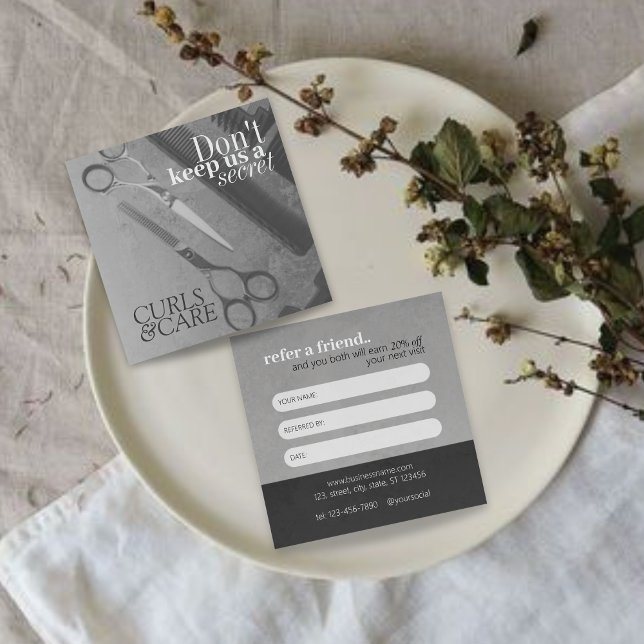 Sleek Grey Salon Essential Discount Coupon—Beauty Referral Card (Creator Uploaded)