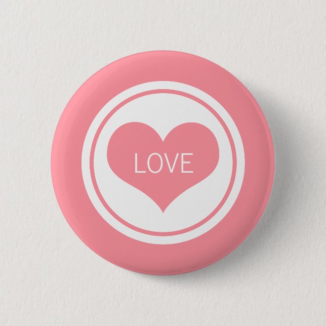 Sleek Heart Button, Pink Pinback Button (Front)