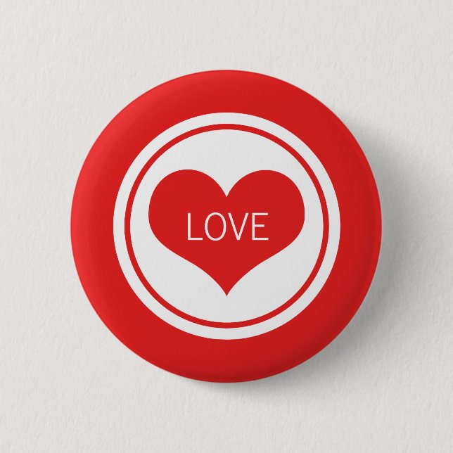 Sleek Heart Button, Red Pinback Button (Front)