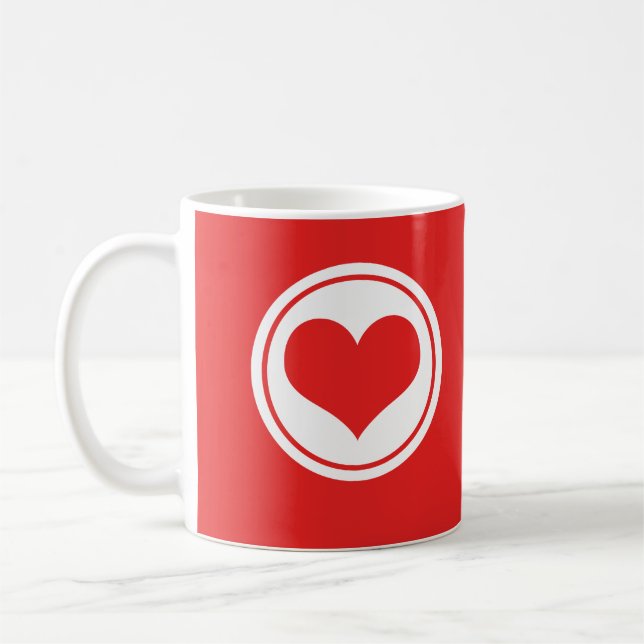 Sleek Heart Mug, Red Coffee Mug (Left)