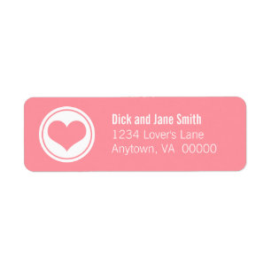 Sleek Heart Return Address Labels, Pink Label