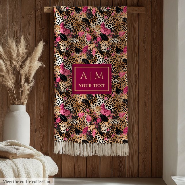 Sleek hot pink watercolor leopard skin blanket (Sleek hot pink watercolor leopard skin blanket)