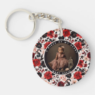 Sleek in loving memory Photo Rose Flower Keychain