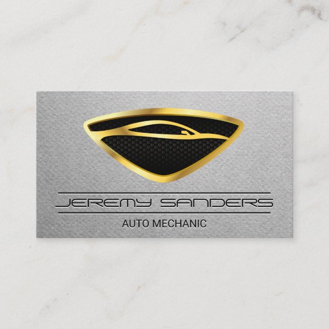 Sleek Luxury Car Gold Logo Business Card (Front)