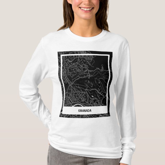 Sleek map map Grenada - Black-White T-Shirt (Front)