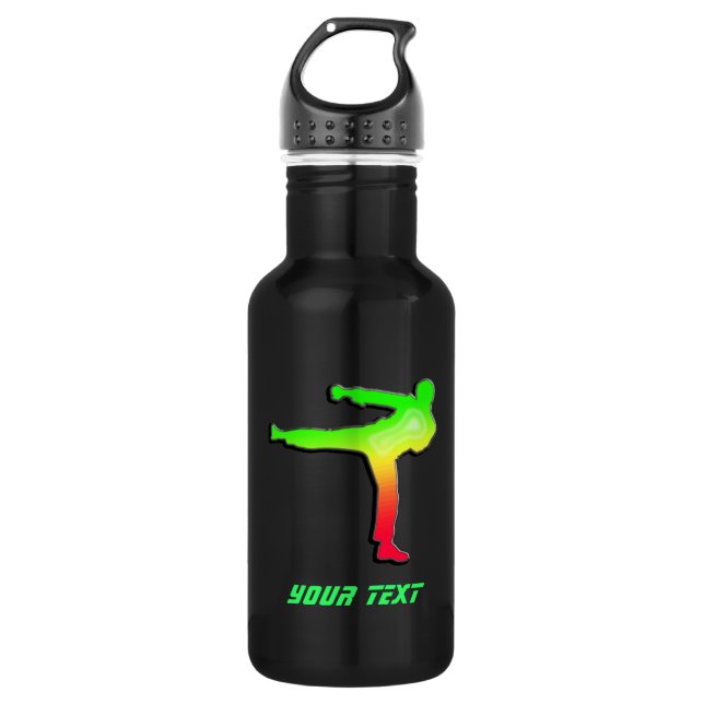 Sleek Martial Arts Stainless Steel Water Bottle (Front)