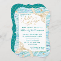 Sleek Mermaid Under The Sea Baby Shower Invitation