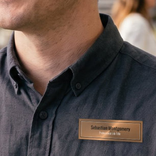 Sleek Metallic Copper Sheen Professional Name Tag