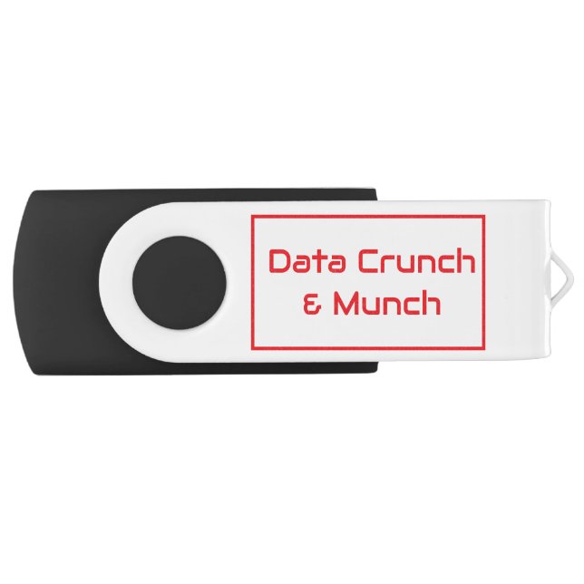 Sleek Metallic "Data Crunch & Munch" USB Flash Drive (Front)