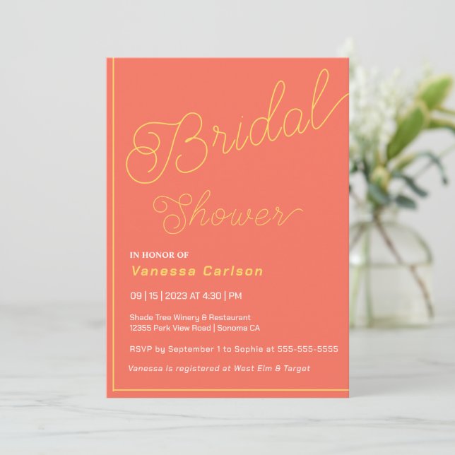 Sleek Minimal Bridal Shower Invitation (Standing Front)