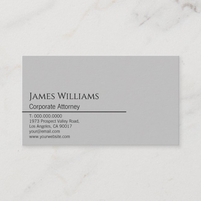 Sleek Minimal Classy Modern Black and Gray Business Card (Front)