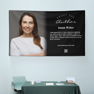 Sleek Minimalist About the Author with Bio and QR Banner