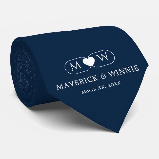 Sleek Minimalist Modern Wedding Deep Navy Neck Tie (Rolled)