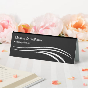 Sleek Modern Attorney Desk Name Plaque Template Table Tent