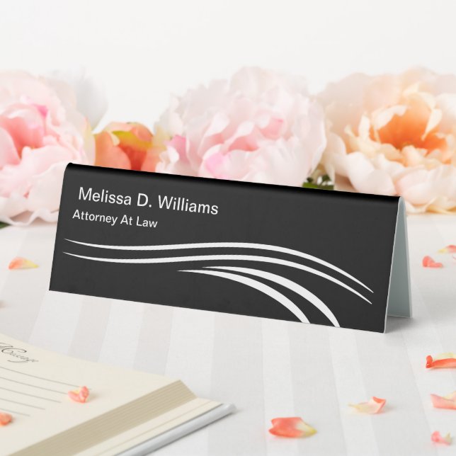 Sleek Modern Attorney Desk Name Plaque Template Table Tent (In SItu (Wedding))