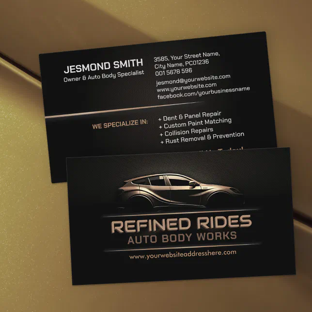 Sleek Modern Auto Body Work Business Card | Zazzle