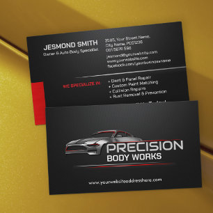 Sleek Modern Auto Body Work  Business Card