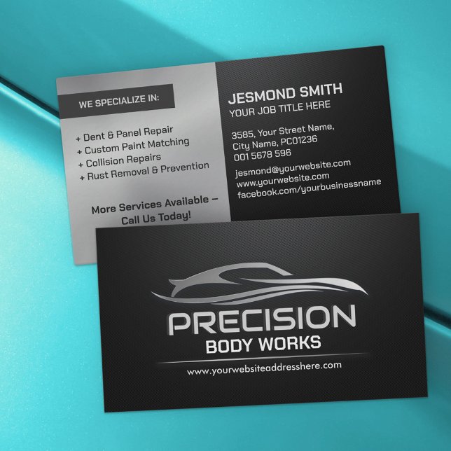 Sleek Modern Auto Body Work  Business Card (Creator Uploaded)