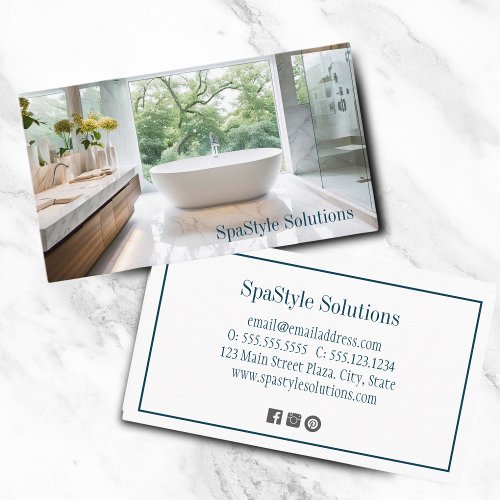 Sleek Modern Bathroom Home Improvements Business Card