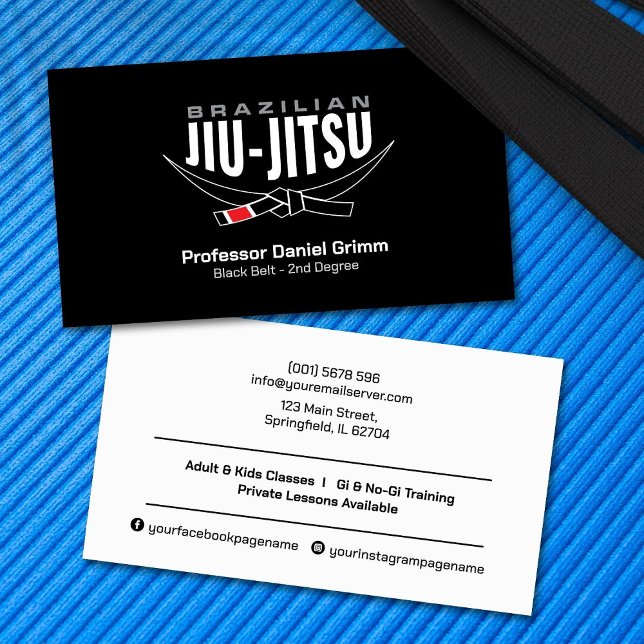 Sleek modern Brazilian Jiu-Jitsu Professor  Business Card (Creator Uploaded)