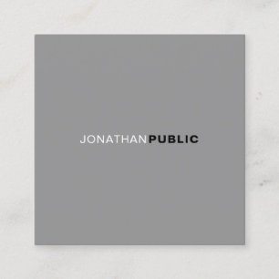 Sleek Modern Elegant Gray White Plain Professional Square Business Card