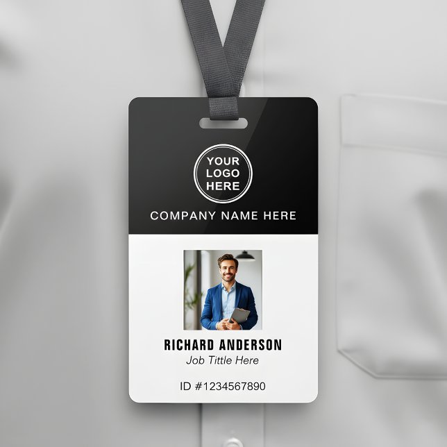 Sleek Modern Employee Photo Name QR Code ID Badge (Creator Uploaded)