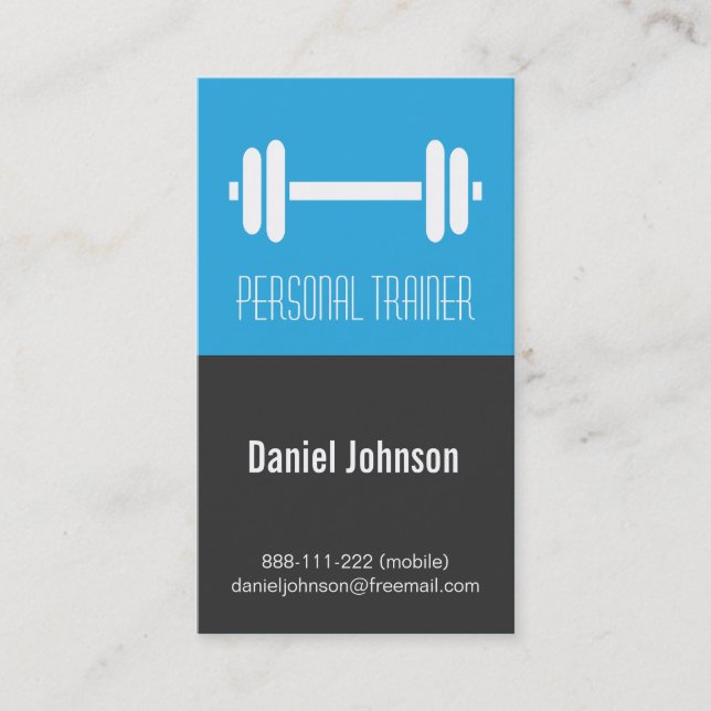 Sleek Modern Fitness Personal Trainer Weights Business Card (Front)