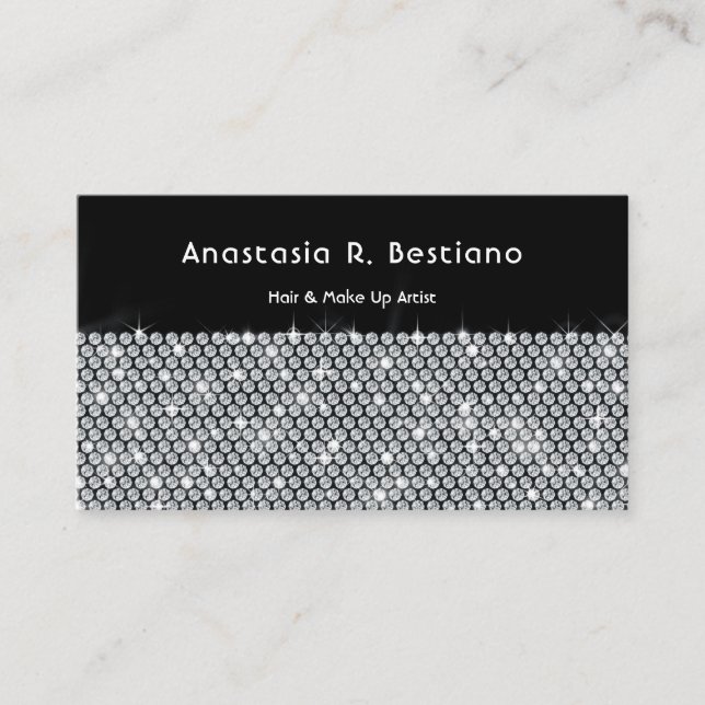 Sleek Modern Glamorous Diamond Business Card (Front)