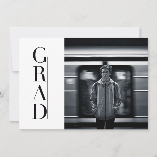 Sleek & Modern Grad | Party Photo Invitation (Front)