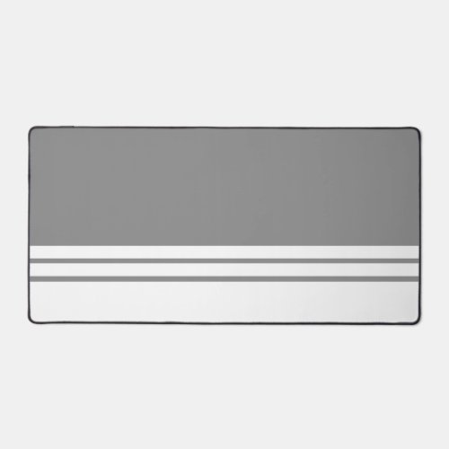Sleek Modern Gray White Bottom Edge Racing Stripes Desk Mat