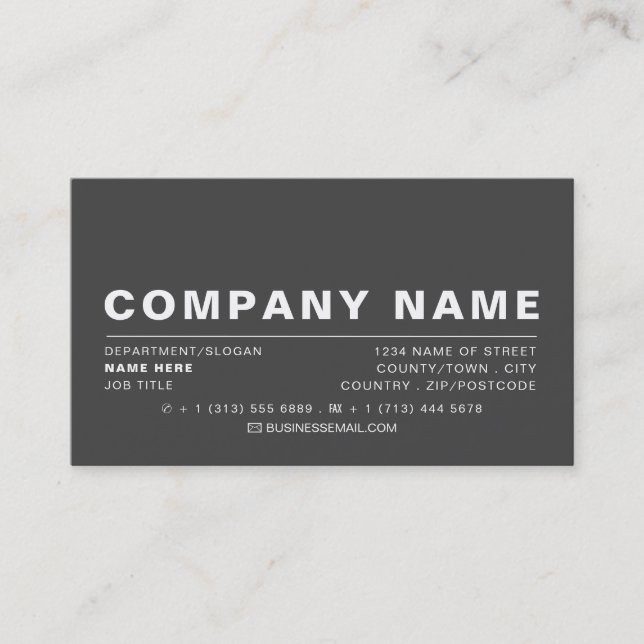 Sleek Modern - Gray & White - Business Card (Front)