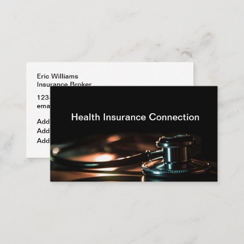 Sleek Modern Health Insurance Broker Businesscards Business Card