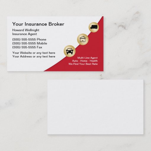 Sleek Modern Insurance Broker Business Cards Zazzle