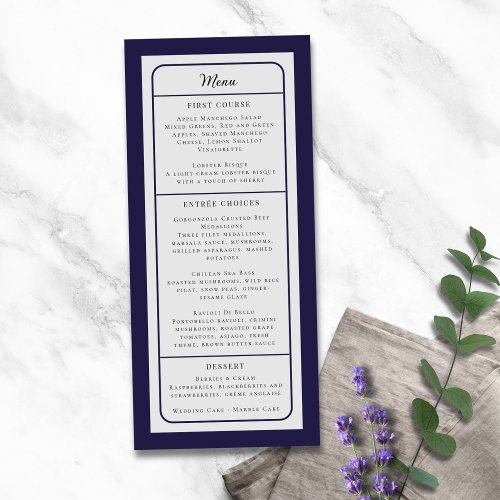 Sleek Modern Lines Navy  Gray Menu