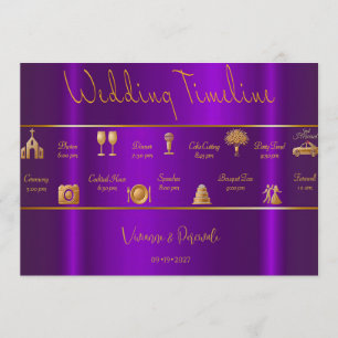 Sleek Modern Luminous Violets Wedding Timeline Program