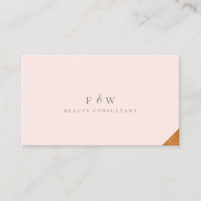 Sleek Modern Minimalistic Blush Pink & Gold Business Card