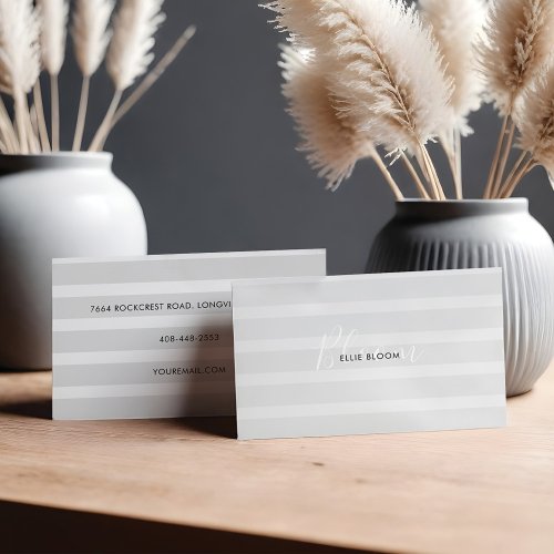 Sleek Modern Minimalistic White  Grey Stripe Business Card