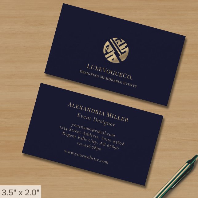Sleek Modern Navy and Gold Business Card (Creator Uploaded)
