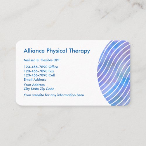 Sleek Modern Physical Therapist Business Card