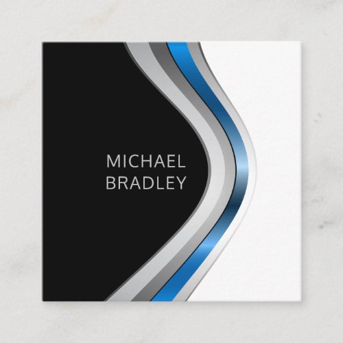 Sleek Modern Professional Metallic Curves Pattern Square Business Card