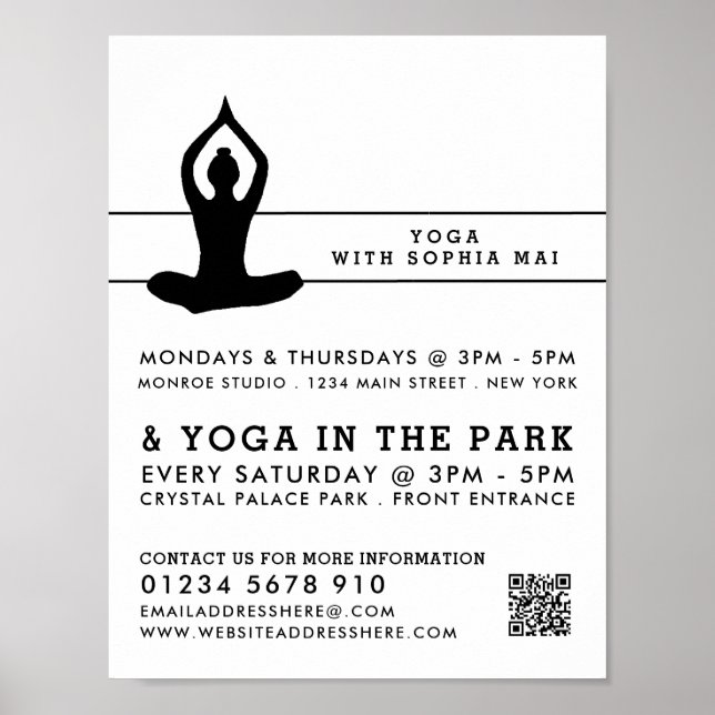 Sleek Modern Yoga Class Advertising Poster (Front)