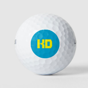 Sleek Monogram in Yellow and Sky Blue Golf Balls